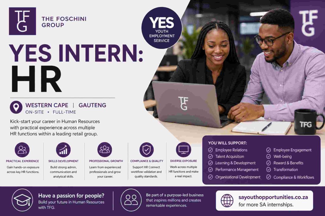 TFG YES HR Internship 2026 for Human Resources graduates in Western Cape and Gauteng, offering practical workplace experience in HR functions.