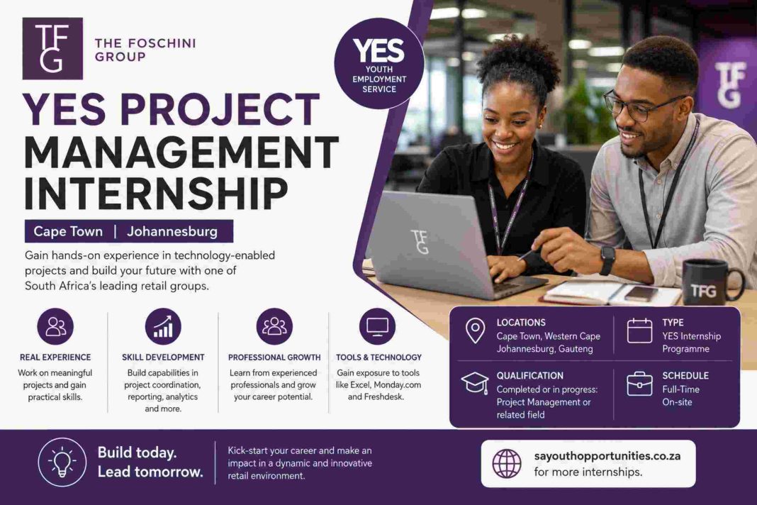 TFG YES Project Management Internship 2026 in Cape Town and Johannesburg for aspiring project management professionals.
